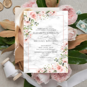 Invitation Élégant vert pâle Dusty rose Mariage floral