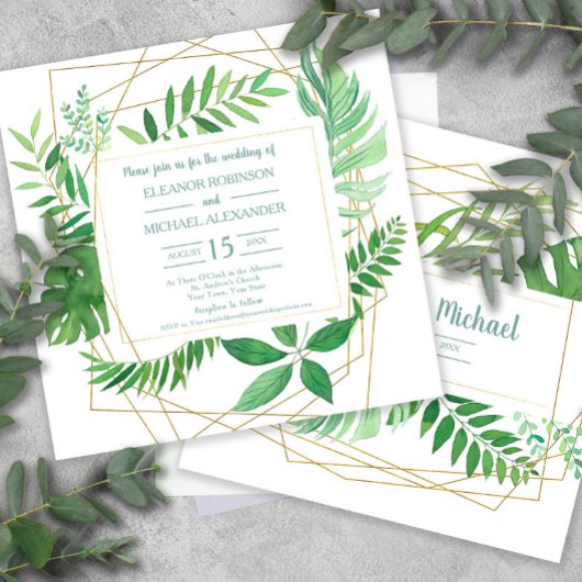 Invitation Elégant Vert Printemps ou Jardin d'été Mariage