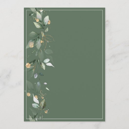 Invitation Élégant Vert Rustique Eucalyptus Mariage or (Dos)