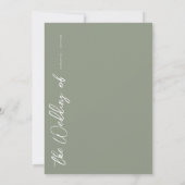 Invitation Élégant Vert Sage & Mariage Moderne Écriture Blanc (Dos)