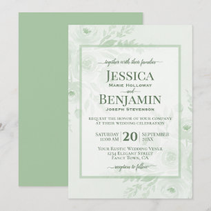 Invitation Élégant Vert Sauge Bohème Chic Floral Mariage