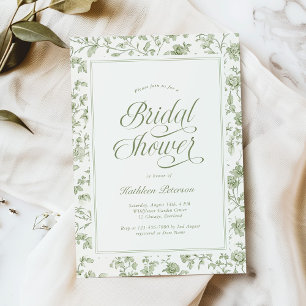 Invitation Elégant Vert Sauge Chinoiserie Shower de Mariée