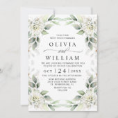 Invitation Elégant Vert Vert Vert Or Vert Vert Mariage Floral (Devant)