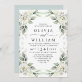 Invitation Elégant Vert Vert Vert Or Vert Vert Mariage Floral (Devant / Derrière)