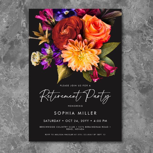 Invitation Elegant Vibrant Floral Retirement Party
