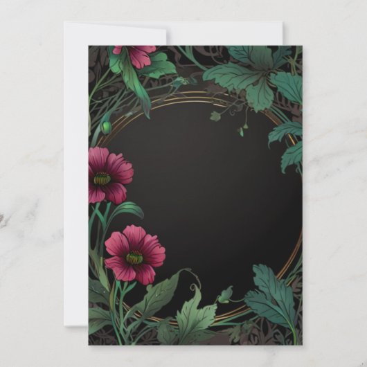 Invitation Elegant victorian moody dark green pink floral (Devant)