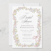 Invitation Elegant Victorian Pastel Floral Bow Bridal Shower (Devant)