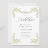Invitation Elegant Victorian Pastel Floral Bow Bridal Shower (Devant)