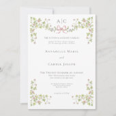 Invitation Elegant Victorian Pastel Floral Bow Wedding (Devant)