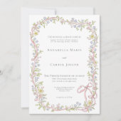 Invitation Elegant Victorian Pastel Floral Bow Wedding (Devant)