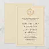 Invitation Elégant vieil argent Crest - ivoire et Mariage or (Devant / Derrière)