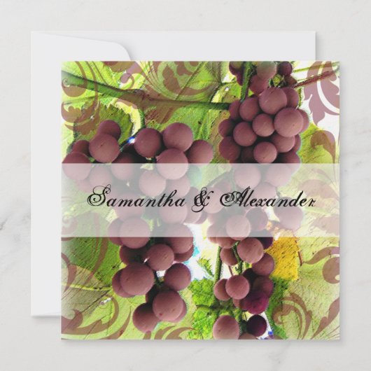 Invitation Élégant Vignoble Mariage de raisins pourpre/vert (Dos)