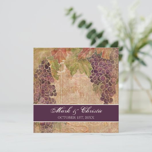 Invitation Élégant vignoble Rustic Winery Mariage de raisins (Debout devant)