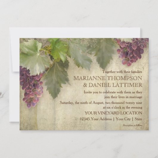Invitation Élégant vignoble rustique Mariage élégant (Devant)