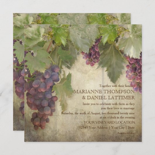 Invitation Élégant vignoble rustique Vignoble Automne Mariage (Devant / Derrière)