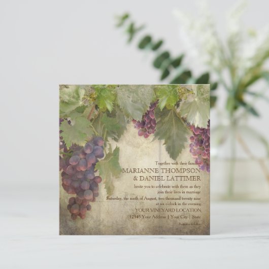 Invitation Élégant vignoble rustique Vignoble Automne Mariage (Debout devant)