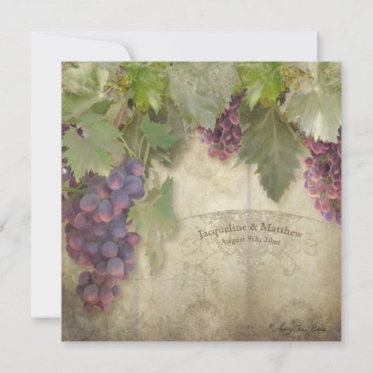 Invitation Élégant vignoble rustique Vignoble Automne Mariage (Dos)