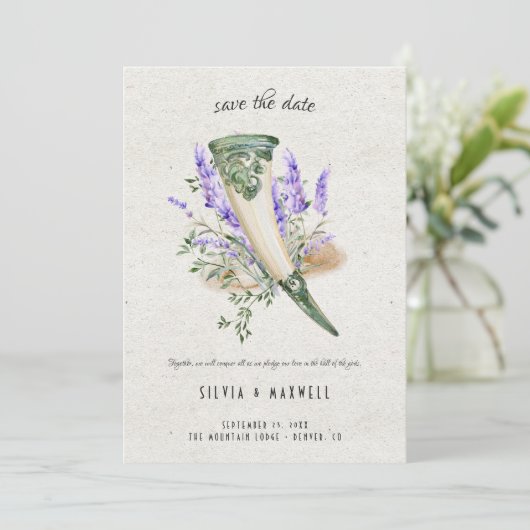 Invitation Élégant Viking Wedding Enregistrer la date (Debout devant)