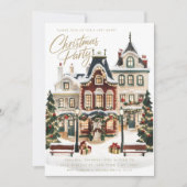 Invitation Elégant Village Classique Maisons Noël (Devant)