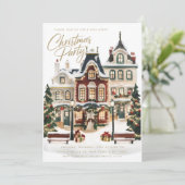 Invitation Elégant Village Classique Maisons Noël (Debout devant)