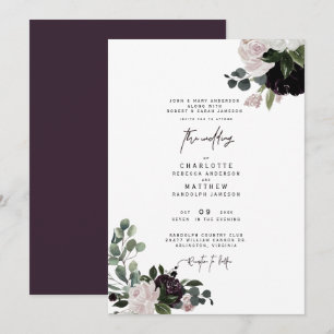 Invitation Élégant vin floral mariage des deux parents