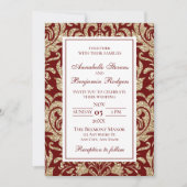 Invitation Elégant Vin Rouge et or Faux Parties scintillant M (Devant)