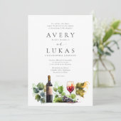 Invitation Elégant vin thème Aquarelle Mariage officiel (Debout devant)