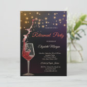 Invitation Élégant Vin Verre Chaîne Lumière Retraite (Debout devant)