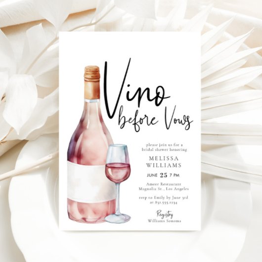 Invitation Élégant Vino aquarelle avant Vows Fête des mariées