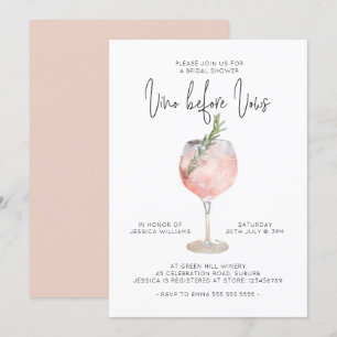 Invitation Élégant Vino Rose Avant Vows Fête des mariées