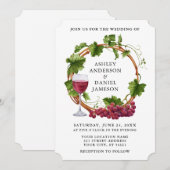 Invitation Élégant Vins de raisin Aquarelle Mariage de couron (Devant / Derrière)