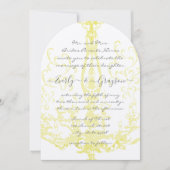 Invitation Élégant Vintage Antique Jaune Chandelier Mariage (Devant)
