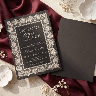 Invitation Élégant Vintage Argent Ancien Broderie Mariage Noi