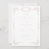 Invitation Elegant Vintage Baroque Dusty Pink Wedding (Devant)