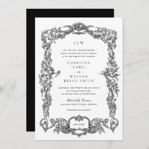 Invitation Élégant Vintage baroque Mariage de cadre floral