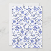 Invitation Elégant Vintage bleu antique Flore 100e (Dos)