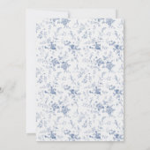 Invitation Élégant Vintage bleu floral Mariage Jouy (Dos)