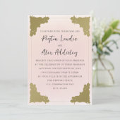 Invitation Elégant Vintage Blush Pink Gold (Debout devant)