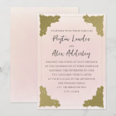 Invitation Elégant Vintage Blush Pink Gold (Devant / Derrière)