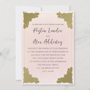 Invitation Elégant Vintage Blush Pink Gold