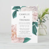 Invitation Élégant Vintage Botanique Pony Rose Floral (Debout devant)