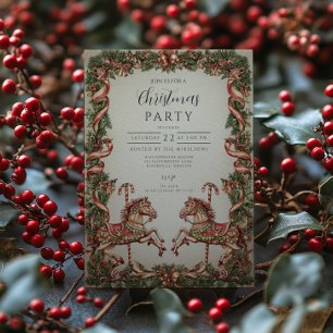 Invitation Élégant Vintage Cheval à Rocking Noël