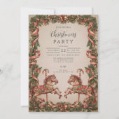 Invitation Élégant Vintage Cheval à Rocking Noël (Devant)