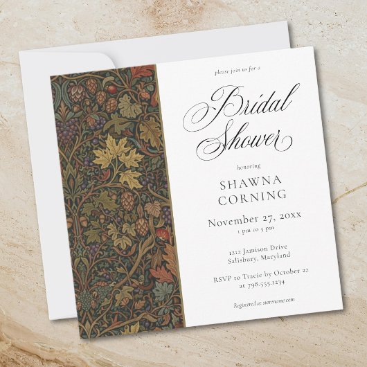 Invitation Elegant Vintage Cottage Botanical Fall Shower