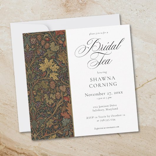 Invitation Elegant Vintage Cottage Botanical Fall Shower Tea