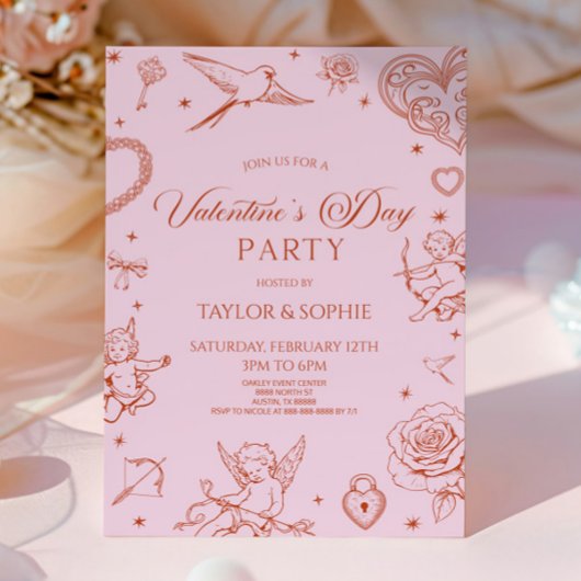 Invitation Elegant Vintage Cupid Valentine's Day Party