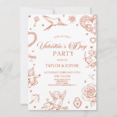 Invitation Elegant Vintage Cupid Valentine's Day Party (Devant)