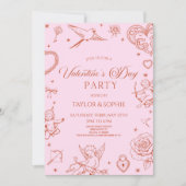 Invitation Elegant Vintage Cupid Valentine's Day Party (Devant)