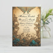 Invitation Élégant Vintage défilement Mariage rustique (Debout devant)