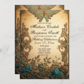 Invitation Élégant Vintage défilement Mariage rustique (Devant / Derrière)